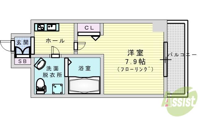 SERENITE江坂四番館(1K/4階)の間取り写真