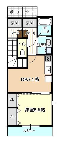 マージェ(1LDK/1階)の間取り写真