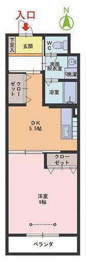 ルシェリア高木(1DK/2階)の間取り写真