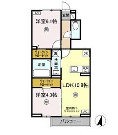 ロイヤルタウン上峰 C(2LDK/1階)の間取り写真