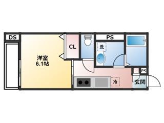 アモン津田沼(1K/1階)の間取り写真