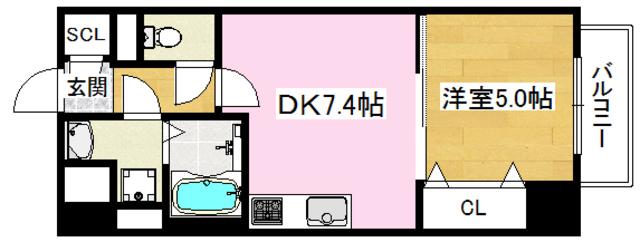 オープストフェルト(1LDK/6階)の間取り写真