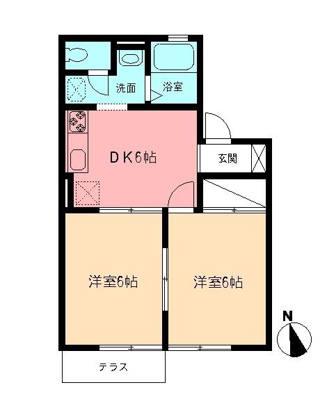グリーンサカエ(2DK/1階)の間取り写真