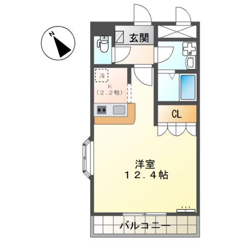 グレイスエクセレンス(1K/2階)の間取り写真