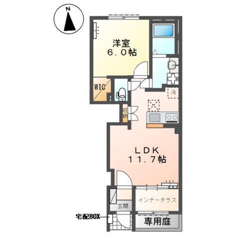 朝倉町アパート(1LDK/1階)の間取り写真