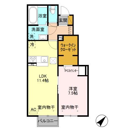 フローラ 103(1LDK/1階)の間取り写真