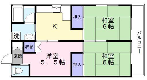 宮城荘(3DK/2階)の間取り写真