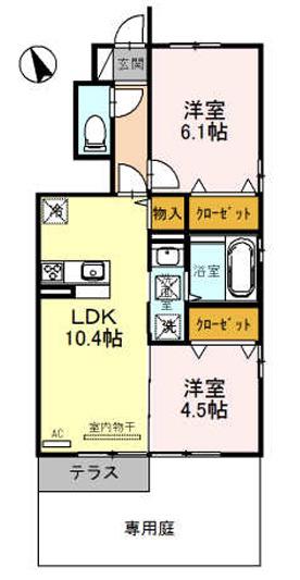 プレミア(2LDK/1階)の間取り写真