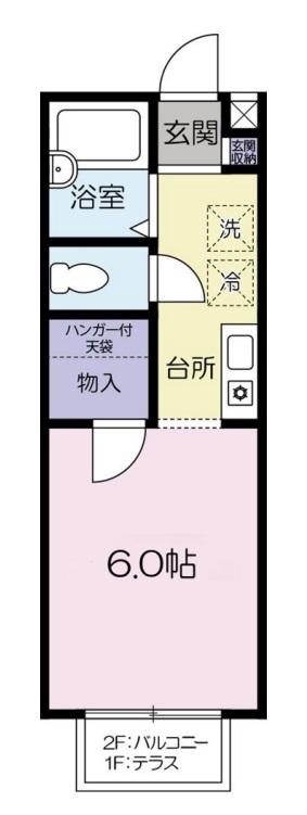 あすなろ4棟(1K/1階)の間取り写真