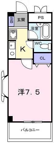 センターフィールドIII(1K/4階)の間取り写真