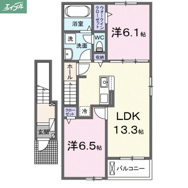 フィオーレ平田(2LDK/2階)の間取り写真