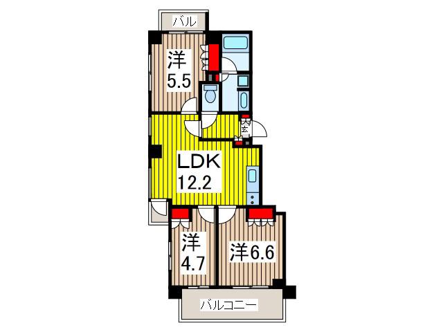 ノルディック川口元郷(3LDK/2階)の間取り写真