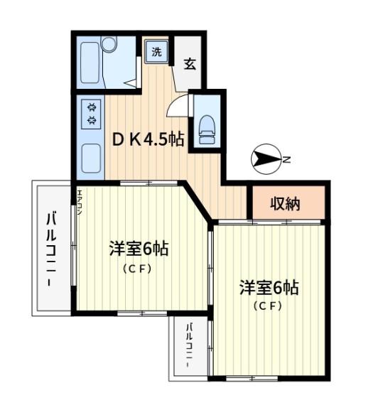 ドミール光陽(2DK/3階)の間取り写真