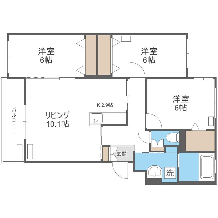 グランメール石山通(3LDK/3階)の間取り写真