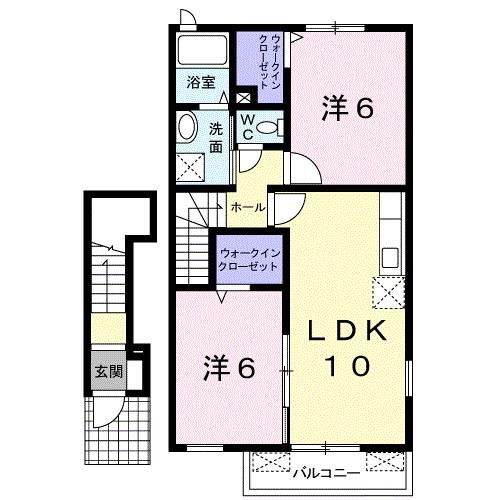 プロスペールマエタS(2LDK/2階)の間取り写真