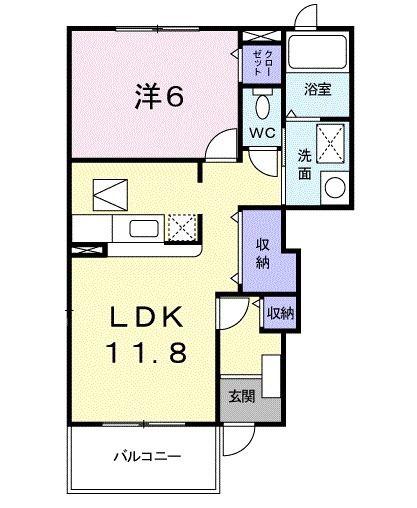 メゾン・ド・グリシーヌ(1LDK/1階)の間取り写真