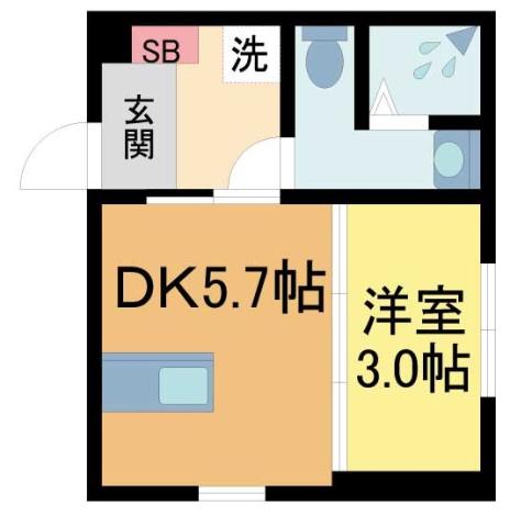 ステーションスクエアさくら通(1DK/2階)の間取り写真