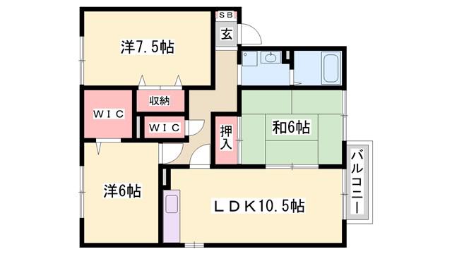 ペルル・ラフィーネ(3LDK/2階)の間取り写真