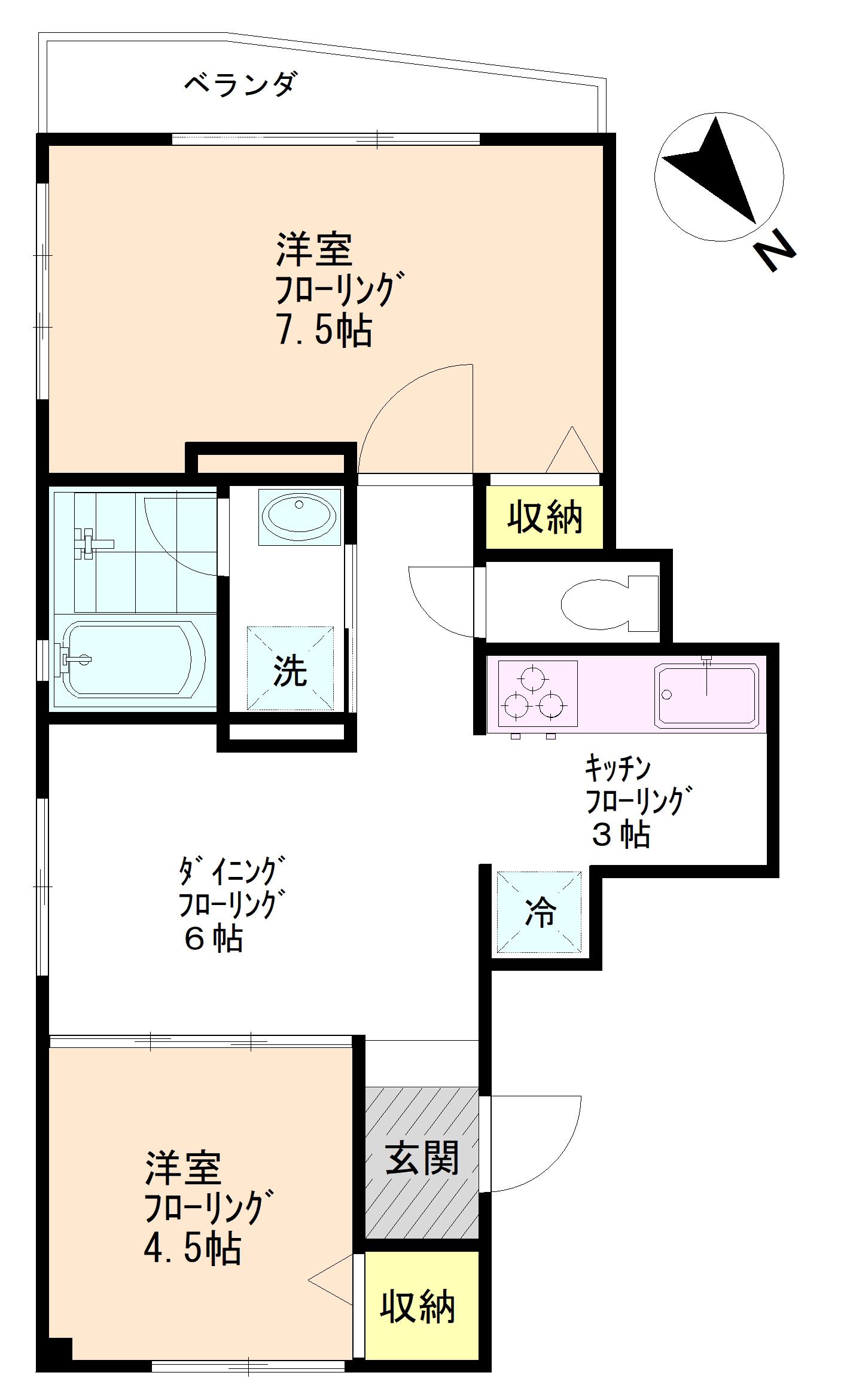 ハウス桜並木(2DK/1階)の間取り写真