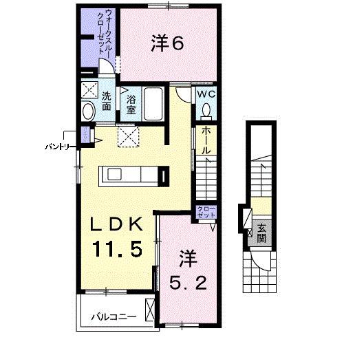 ロイヤル ティアラB棟(2LDK/2階)の間取り写真