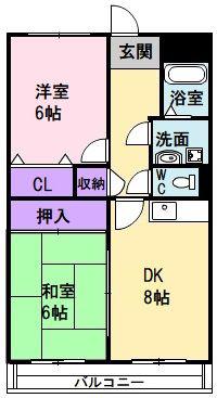マンションウメノ(2DK/2階)の間取り写真