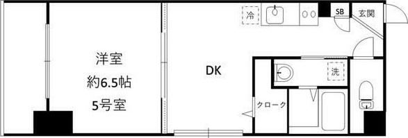 LEAVELL GRANDE 横浜中川(1DK/6階)の間取り写真