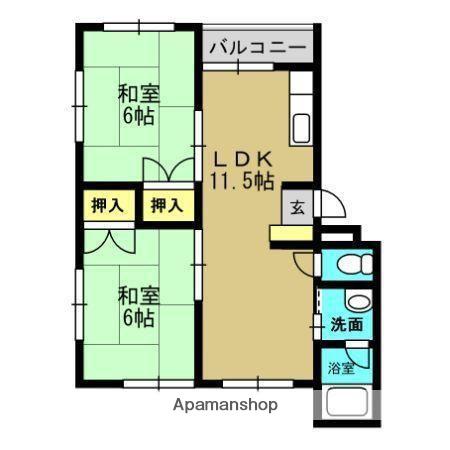 山口ハイツA棟(2LDK/1階)の間取り写真