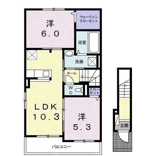 JR東海道本線 静岡駅 バス乗車時間:24分 最寄りバス停で下車 徒歩5分 2階建 築6年(2LDK/2階)の間取り写真