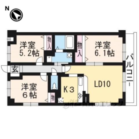 プリマヴェーラ桃山(3LDK/2階)の間取り写真