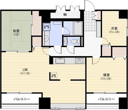 ヴィルヌーブ円山(3LDK/8階)の間取り写真