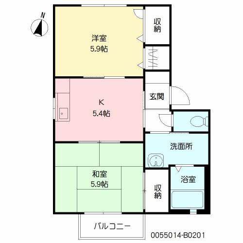 ストロベリーII B棟(2K/2階)の間取り写真