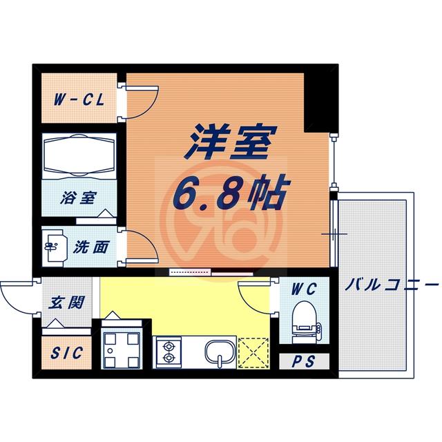エスリード大阪上本町レジェーロ(1K/15階)の間取り写真