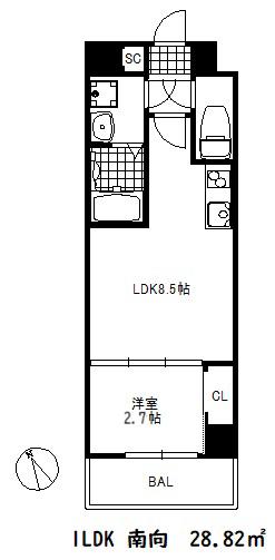 リヴィアスコウベラメール(1LDK/1階)の間取り写真