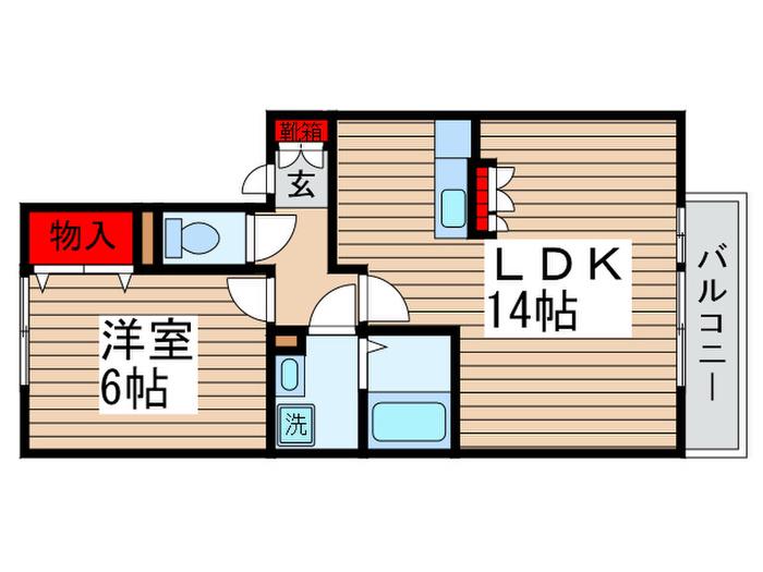 オベルジーヌB(1LDK/2階)の間取り写真