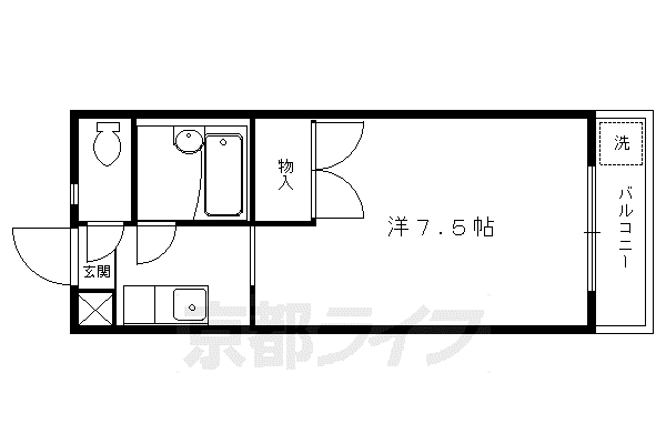 レジデンス丸高(1K/4階)の間取り写真