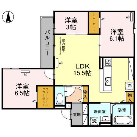 CLASHIST清水丘ウエスト(3LDK/2階)の間取り写真