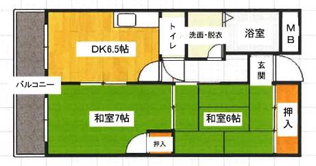 クレール白鳩(2DK/2階)の間取り写真