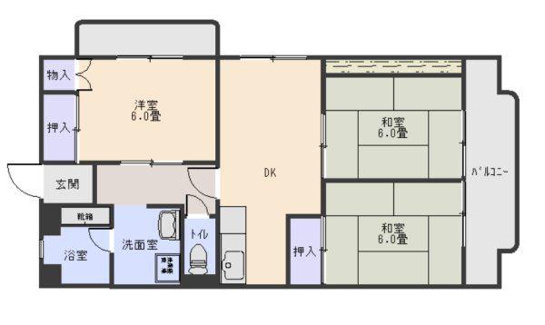 グランドハイツ古垣I(3DK/3階)の間取り写真