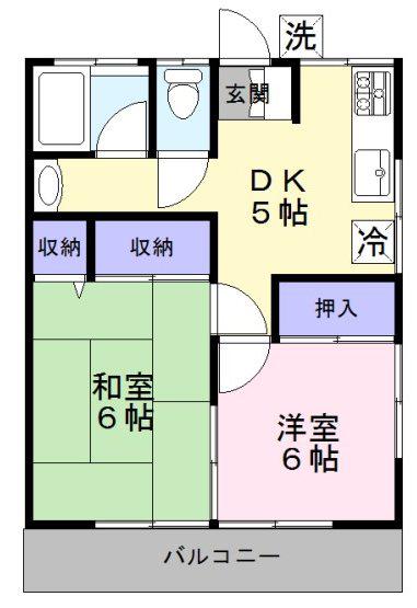 第一みつる荘(2DK/1階)の間取り写真