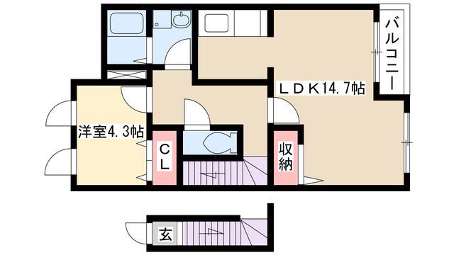 ファイン・パレス(1LDK/2階)の間取り写真
