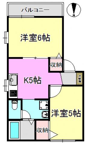 メゾン芙蓉(2DK/2階)の間取り写真
