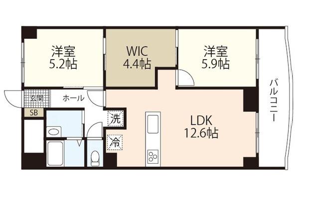 ハイタウン出汐(2LDK/8階)の間取り写真