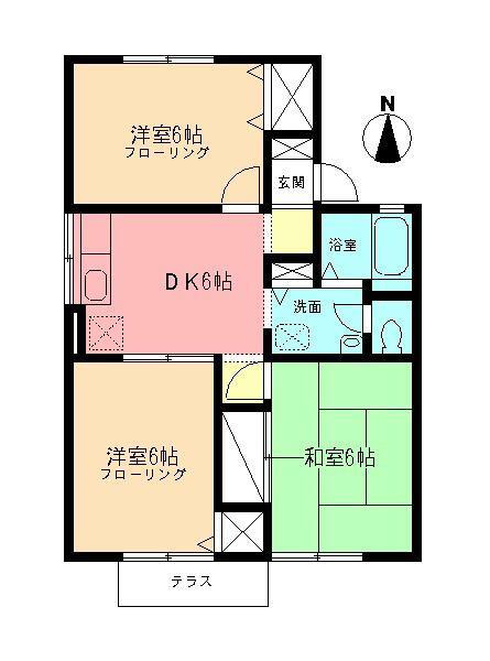 ガーデンシティ湘南II(3DK/1階)の間取り写真