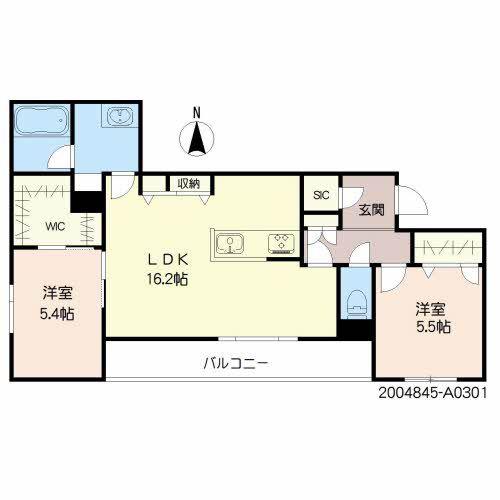 SHAMAISON ALIVIO(2LDK/3階)の間取り写真