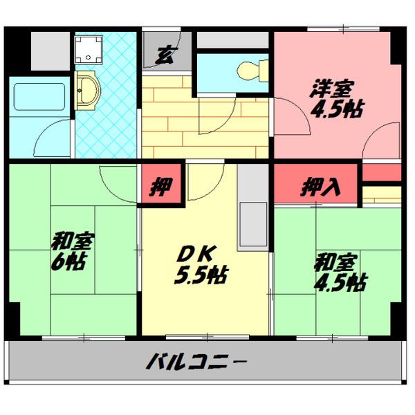 グリーンプラザ(3K/2階)の間取り写真
