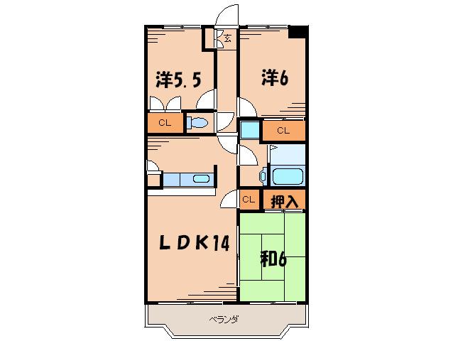 フォンテKD(3LDK/3階)の間取り写真