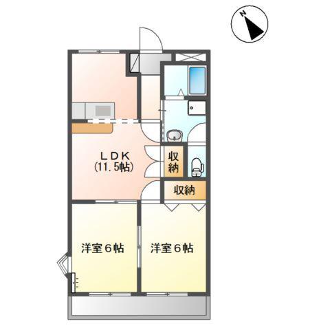 クレストール・イン(2LDK/2階)の間取り写真