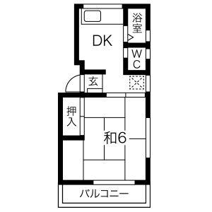 岡本ハイツ(1DK/2階)の間取り写真