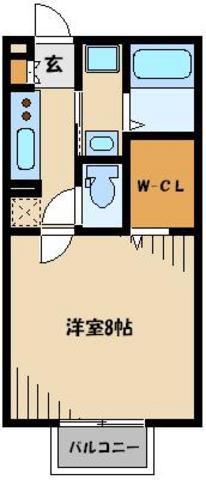 レジデンツ藤C(1K/1階)の間取り写真