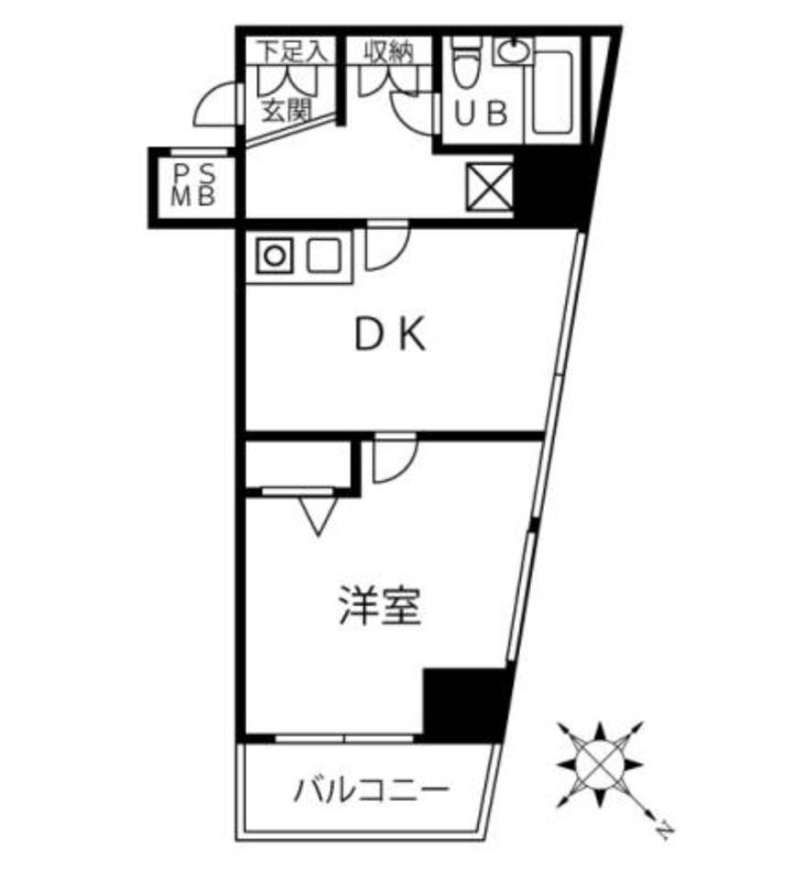 クリオ川崎壱番館(1DK/2階)の間取り写真